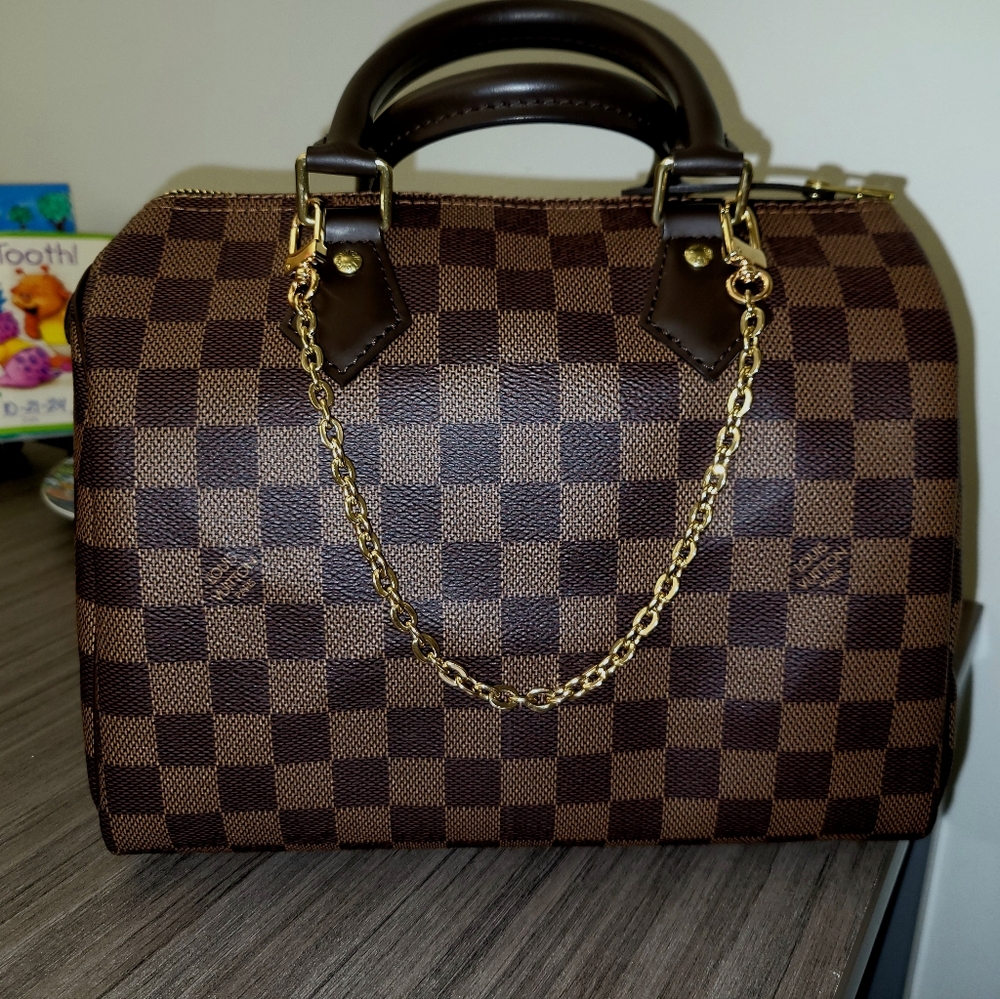FRANCE MADE Louis Vuitton Damier Ebene Speedy 25 Bag